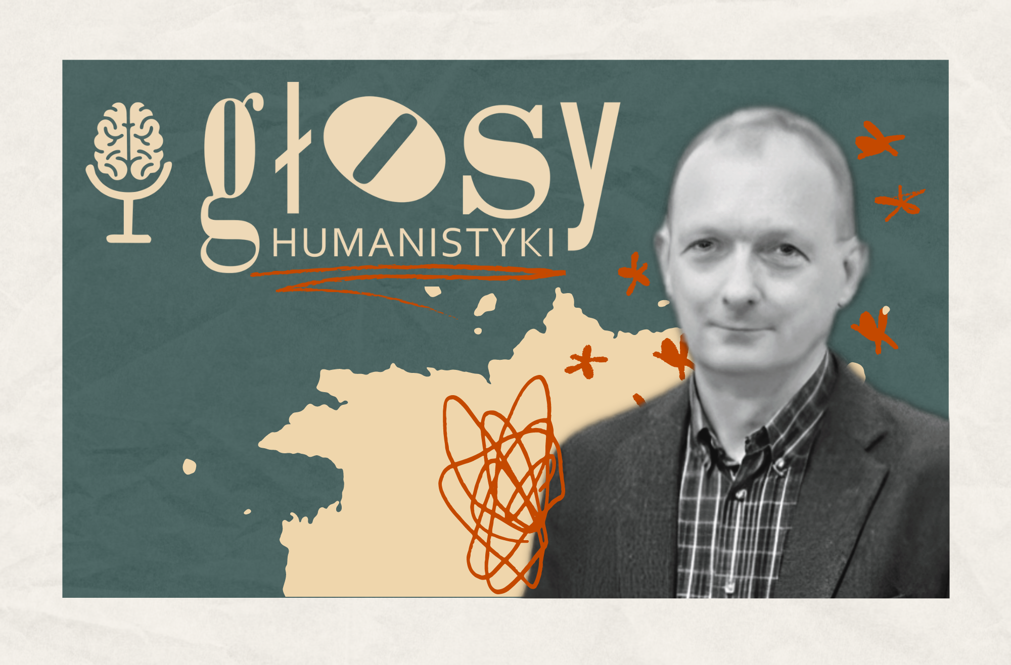 Adam Pawłowski i logo „Głosów Humanistyki”